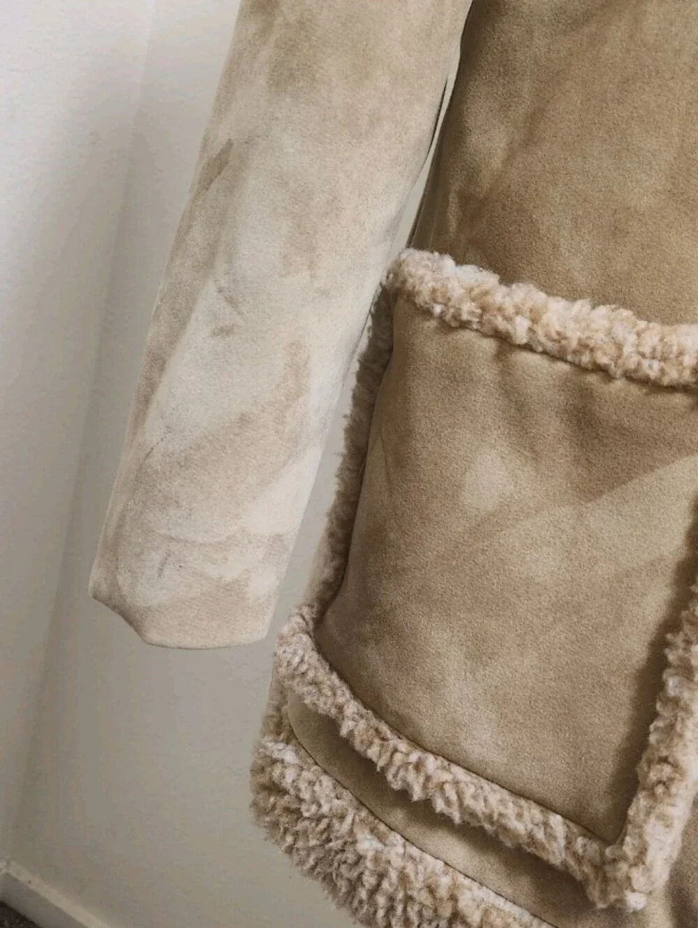 VTG 70s Fingerhut Fashions Penny Lane Faux Suede Sherpa Coat M Boho Hippie Chore